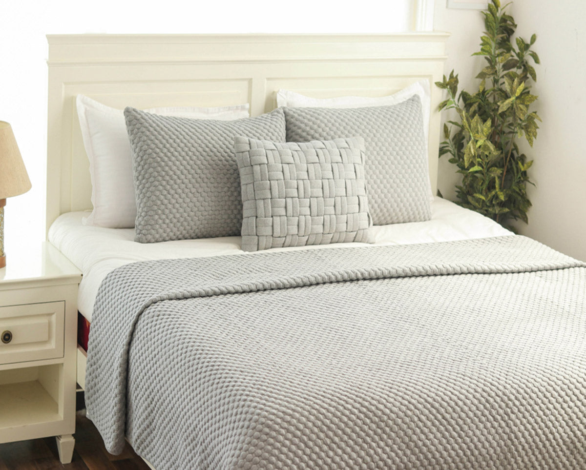 Popcorn (Lt Grey) Bedspread-0