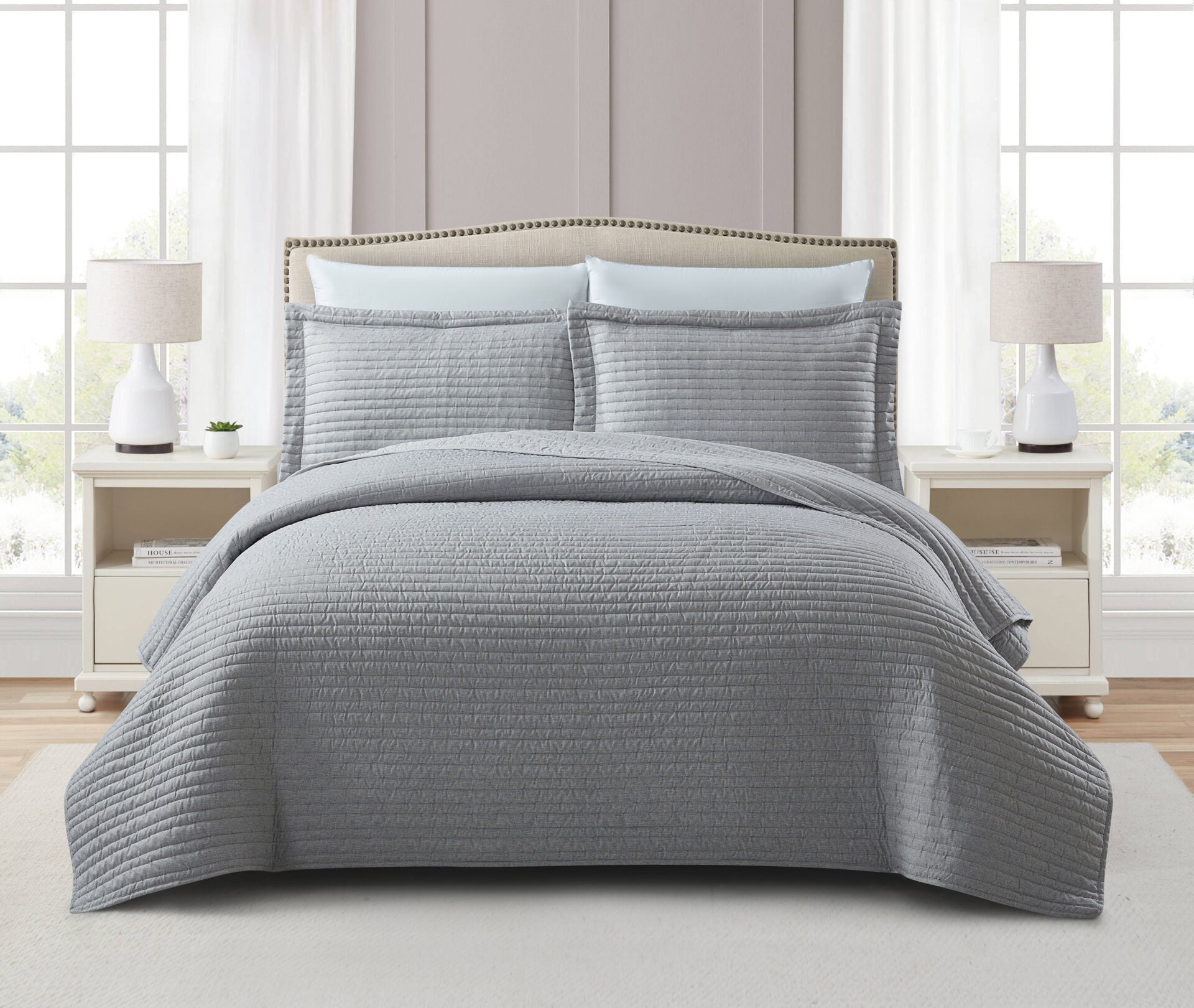 Mabelle (Lt grey) Bedspread-1