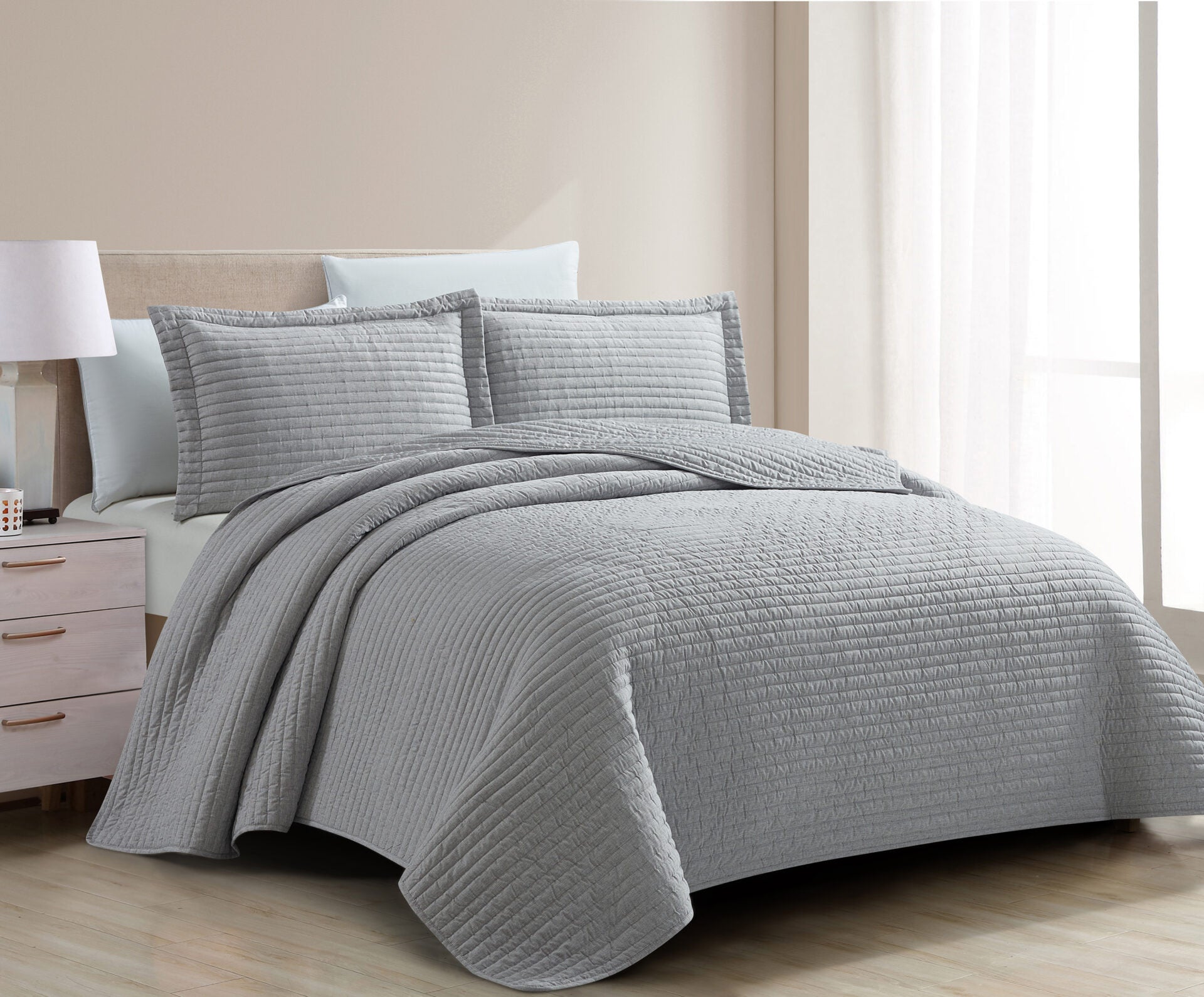 Mabelle (Lt grey) Bedspread-2
