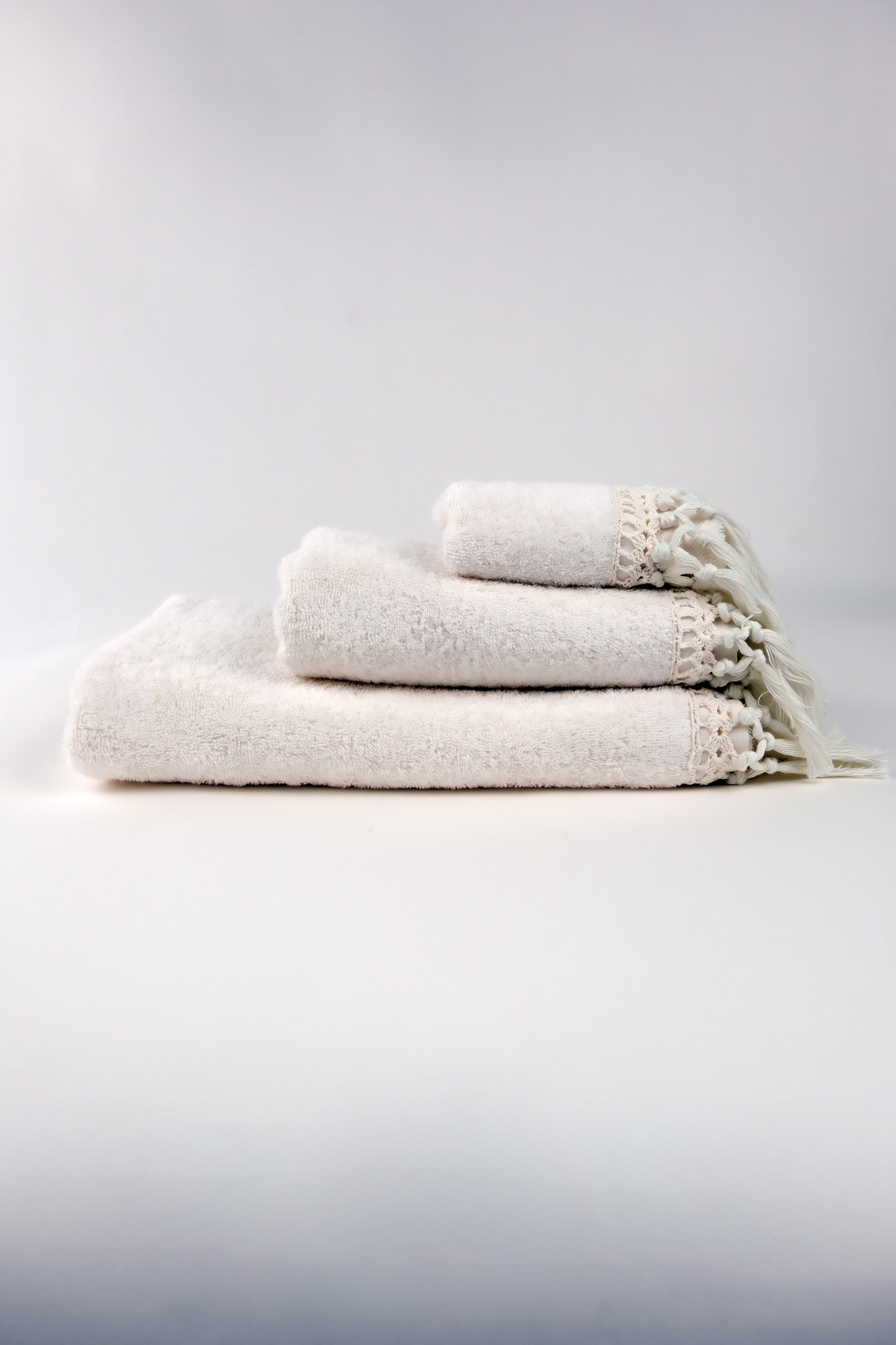 Towels Set of 3 pieces Duna Fringe cream