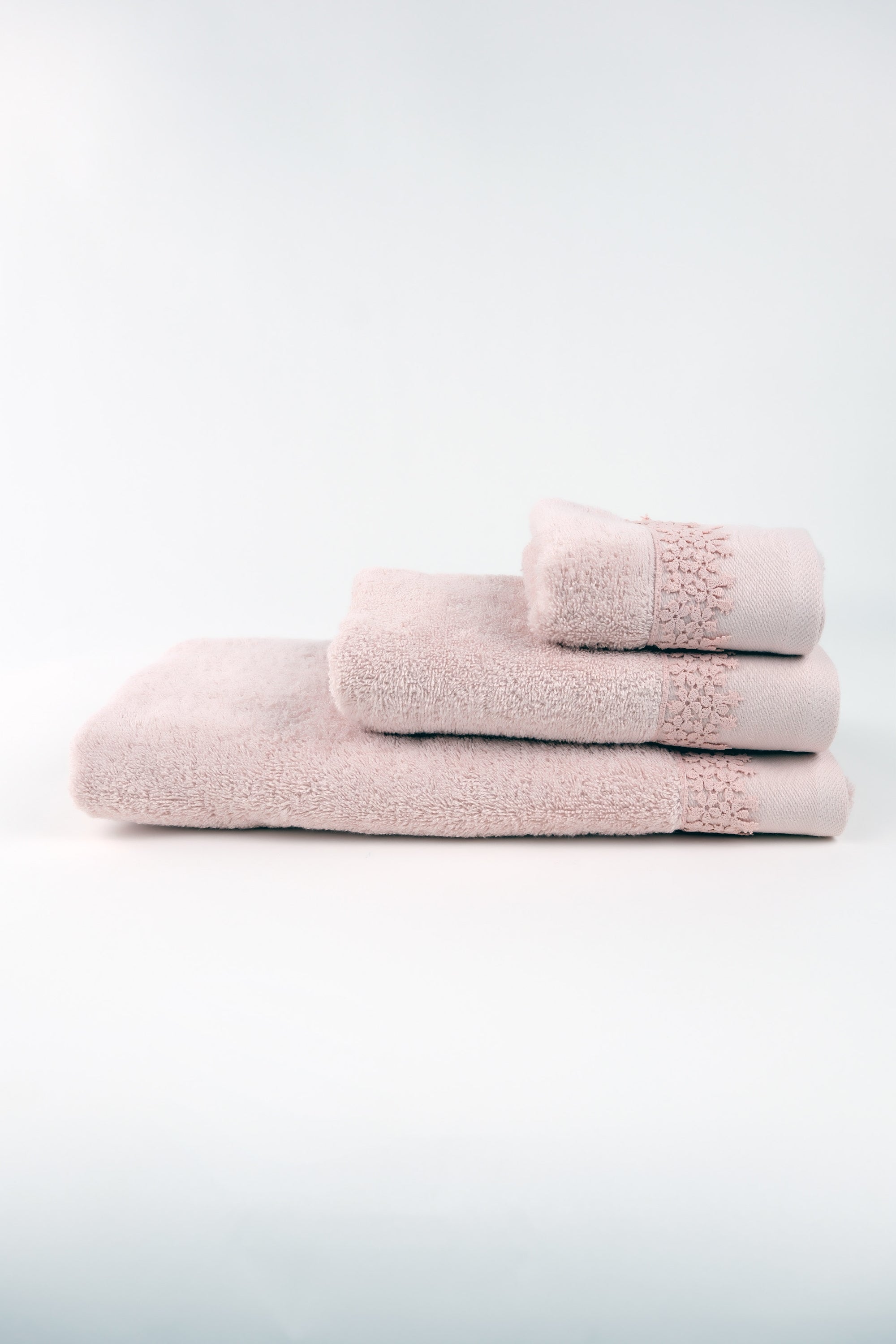 Towels Set of 3 pcs Margarita Lace pink