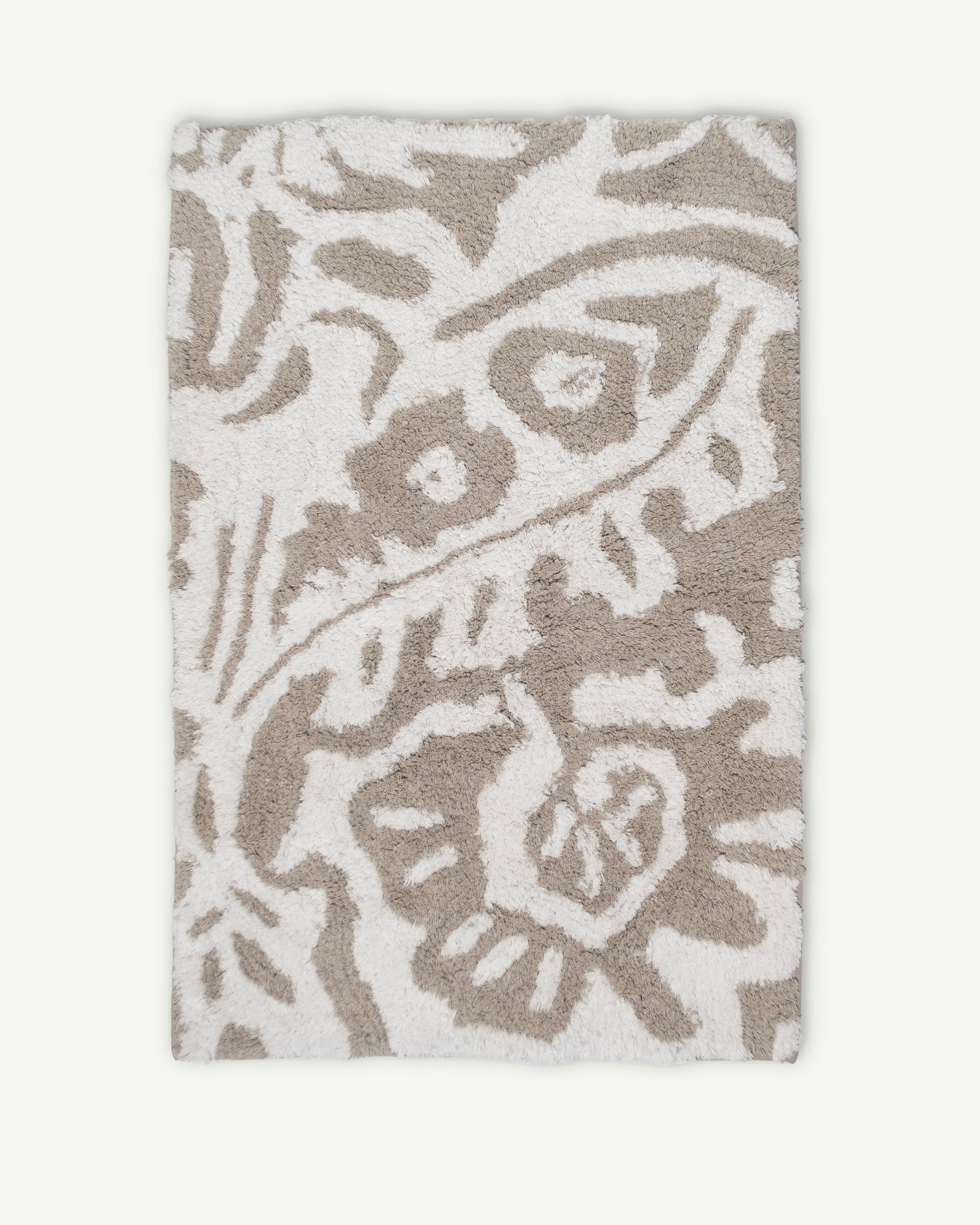 Paisley Comb Beige Bathroom Rug