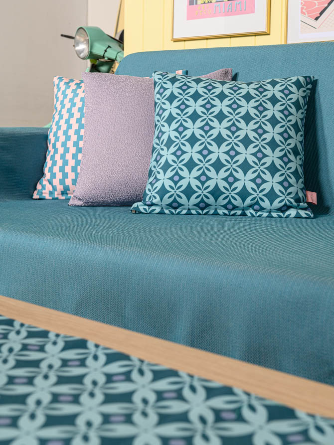 Διακοσμητική Μαξιλαροθήκη Symmetry Living 45X45 Jackie Turquoise-Pacific