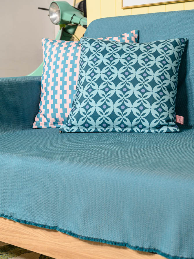 Διακοσμητική Μαξιλαροθήκη Symmetry Living 45X45 Jackie Turquoise-Pacific
