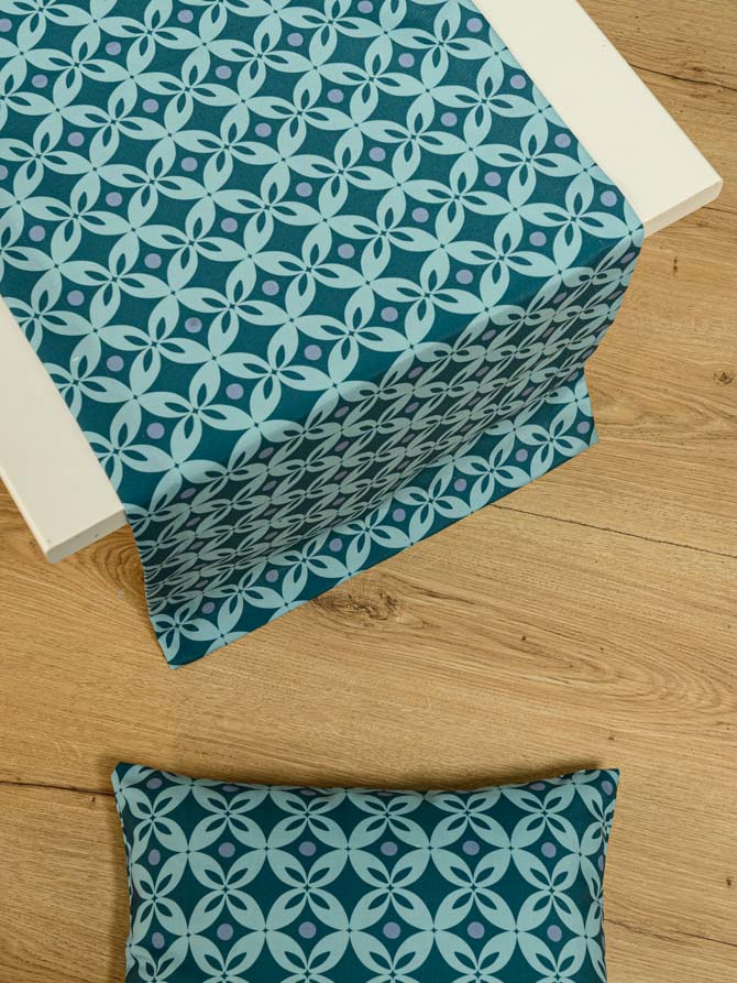 Ράνερ Τραπεζιού Symmetry Living 45x145 Jackie Turquoise-Pacific