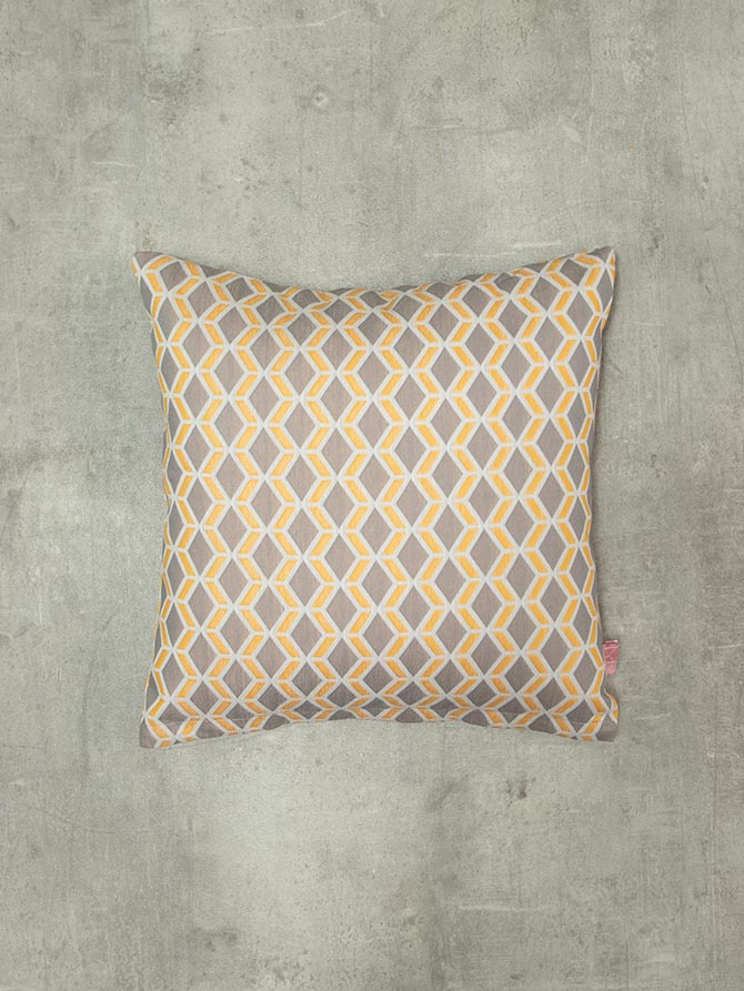 Decorative Pillow Case Symmetry Living 45X45 Border Yellow
