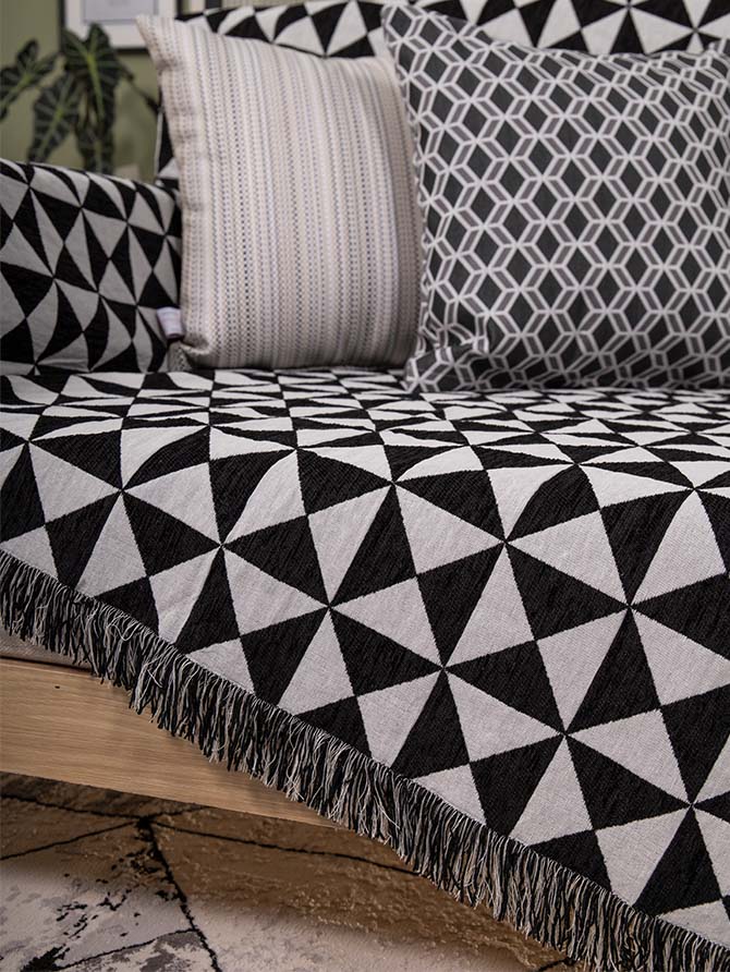 Black and White Ikat Throw
