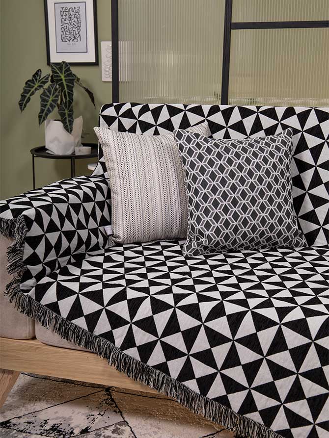 Black and White Ikat Throw