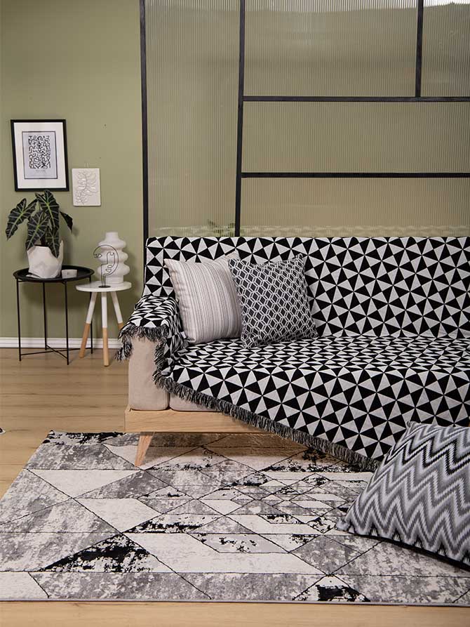 Black and White Ikat Throw