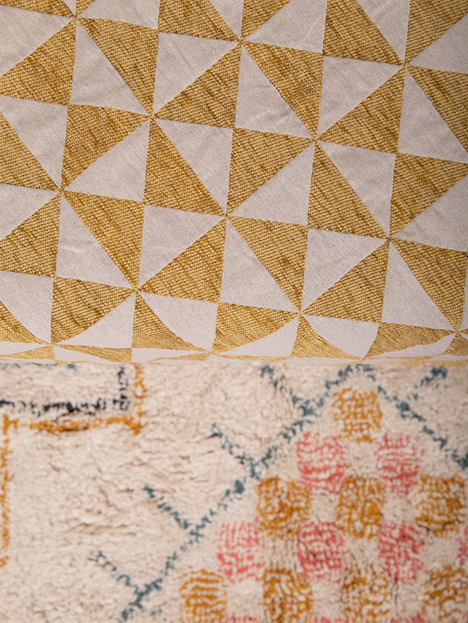 Ikat White and Yellow Throw