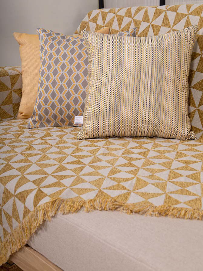 Decorative Pillow Case Symmetry Living 45X45 Border Yellow