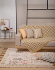 Ikat White and Yellow Throw