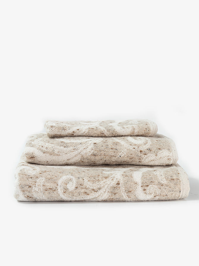 Towels Set of 3 pcs MATB Paisley Beige White Cloud