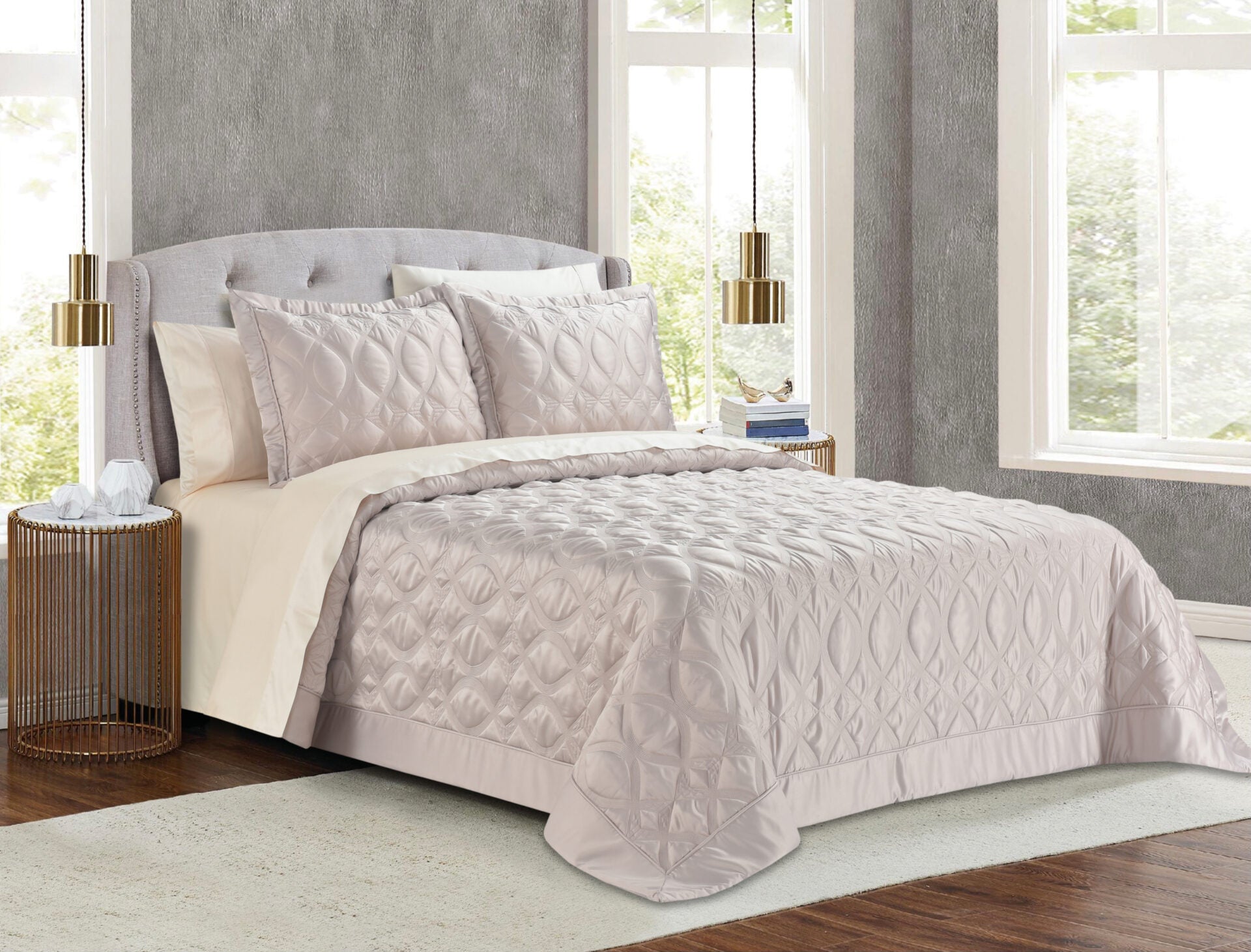 Monte Carlo (Lt Pudra) Bedspread 250x240 + Mαξ/θήκες 50x70/2τεμ-0