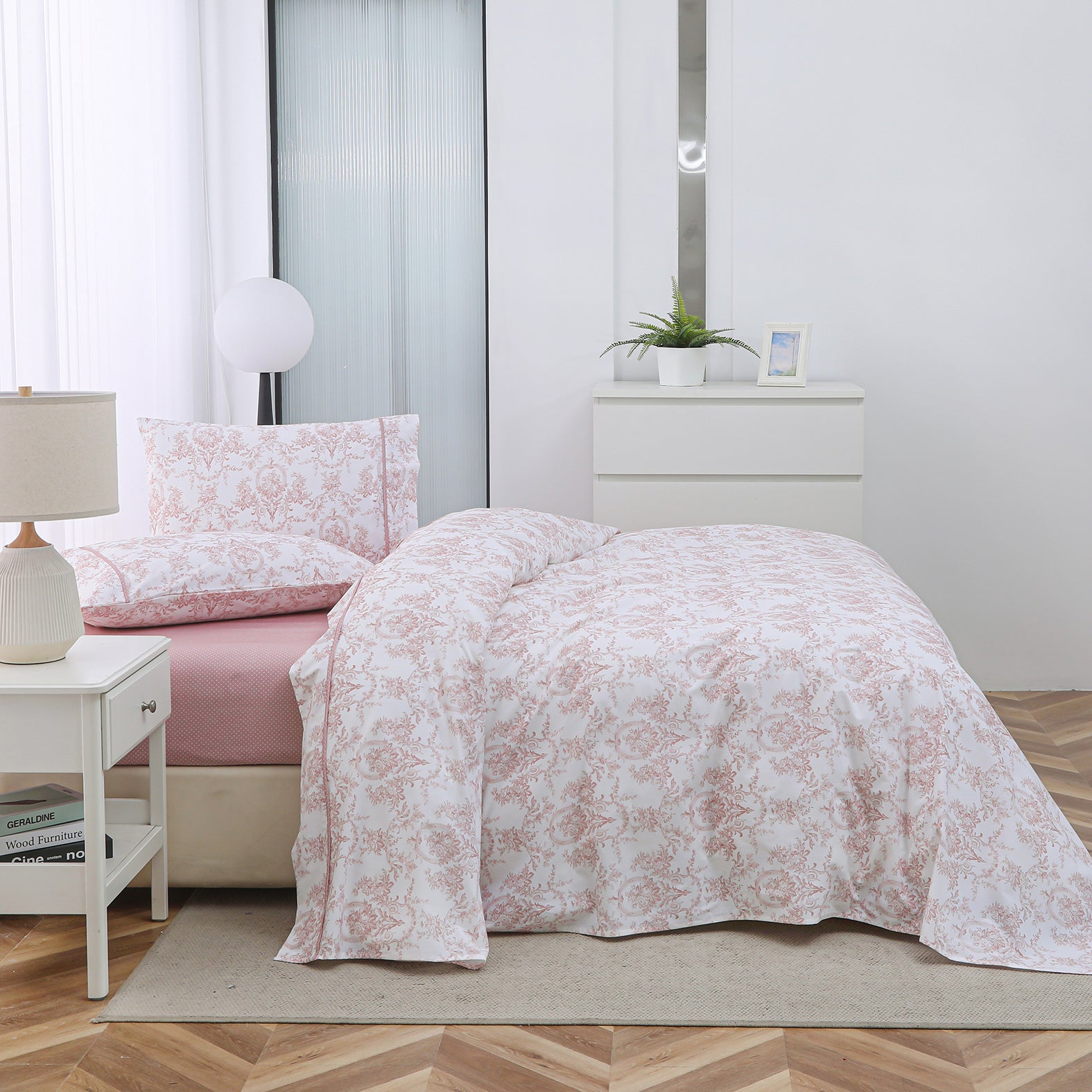 Chantal (Pink)  (ΣΕΤ ΣΕΝΤΟΝΙΑ Υ/Δ 245x270+2 ΜΑΞ/ΘΗΚΕΣ 52x75) 210TC-0