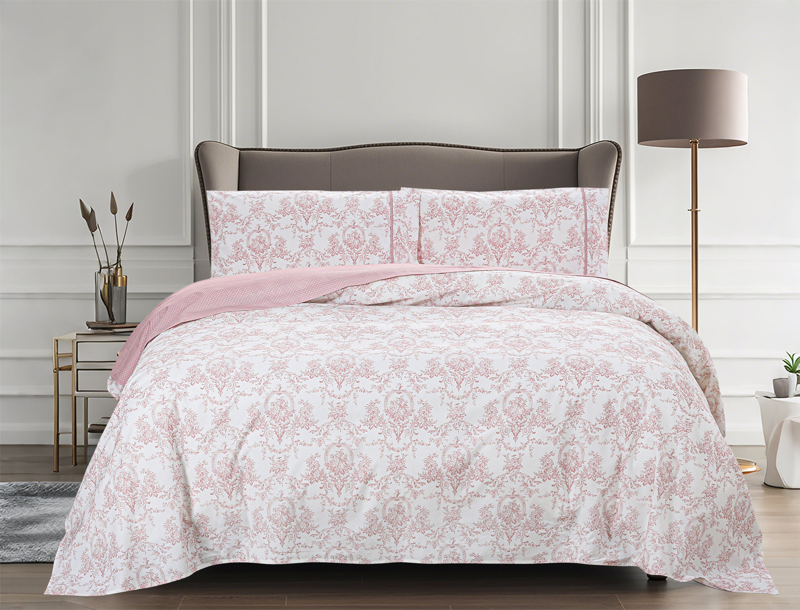 Chantal (Pink)  (ΣΕΤ ΣΕΝΤΟΝΙΑ Υ/Δ 245x270+2 ΜΑΞ/ΘΗΚΕΣ 52x75) 210TC-4