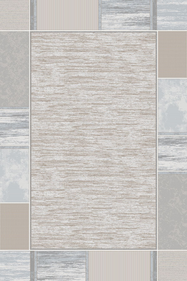 ΧΑΛΙ VELVET MODERN 9249/Beige White - 160εκ - Στρόγγυλο-0