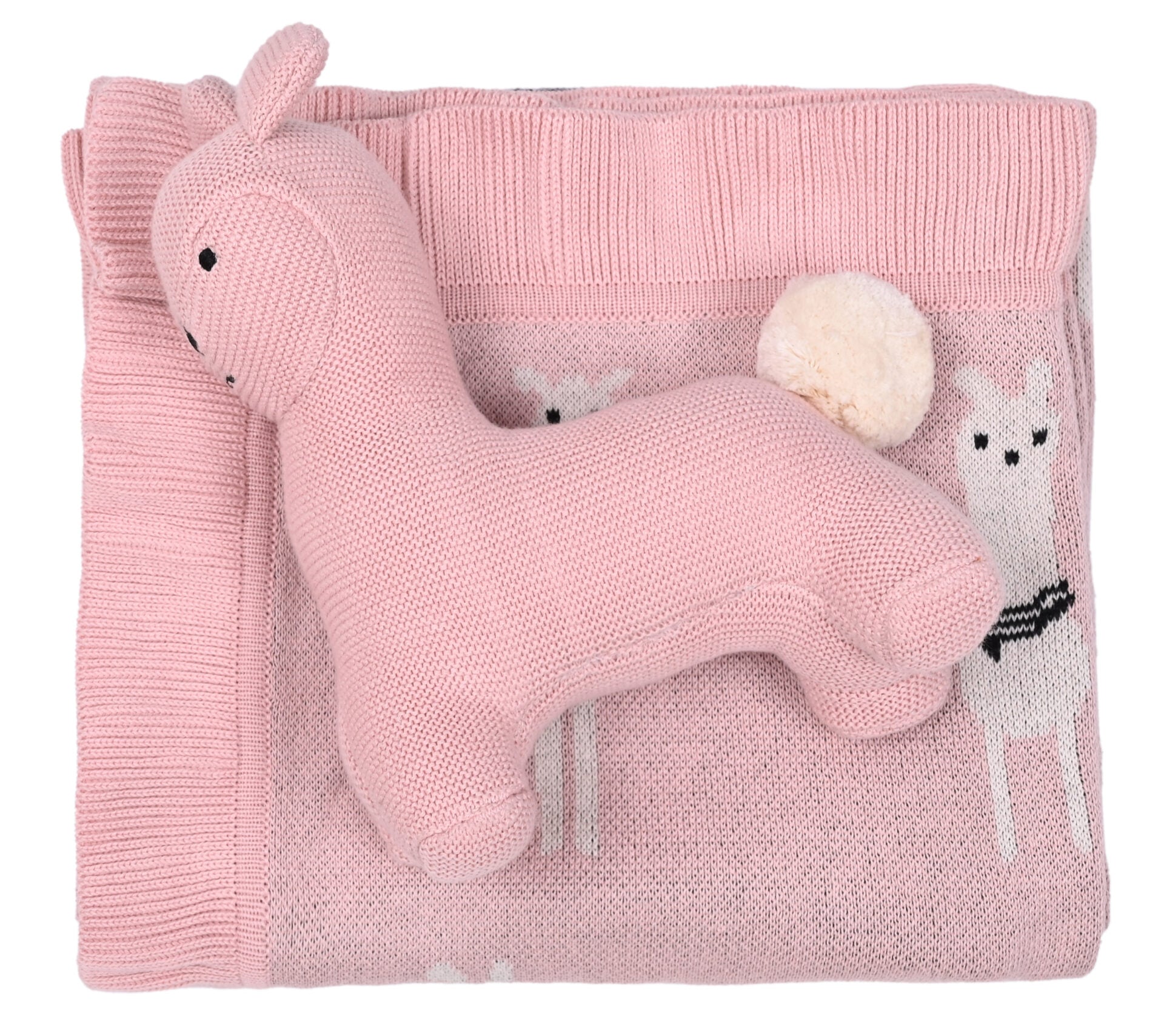 Lama/Toy (Pink) 80x100  Baby blanket with toy-1