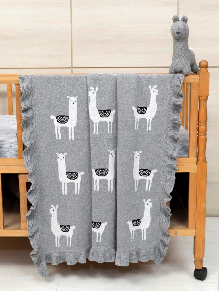 Lama/Toy (Grey) 80x100  Baby blanket with toy-0
