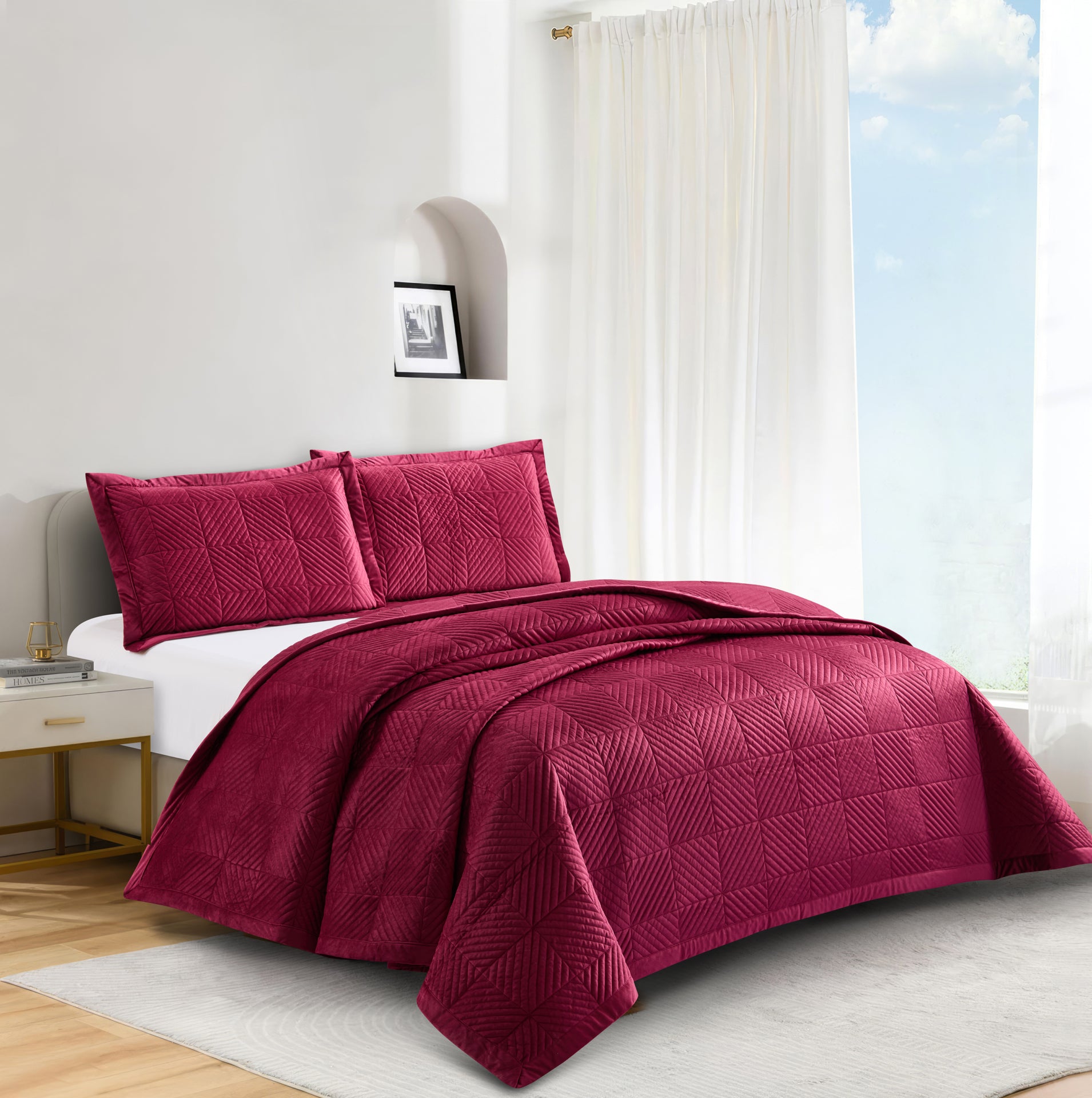 Palmira (Burgundy) Bedspread-1
