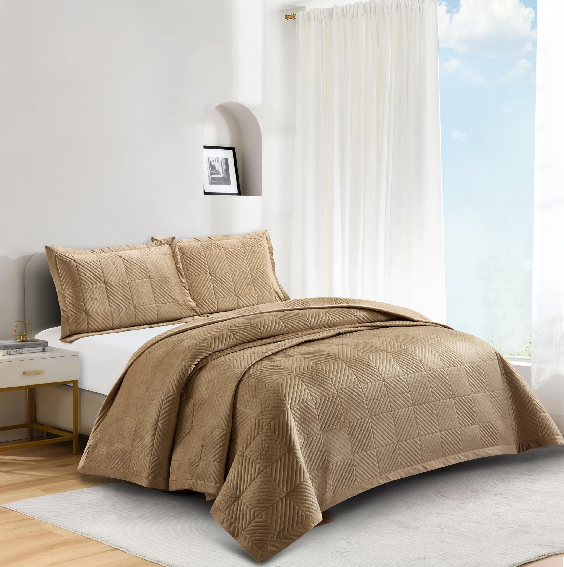 Palmira (Lt coffee) Bedspread-1