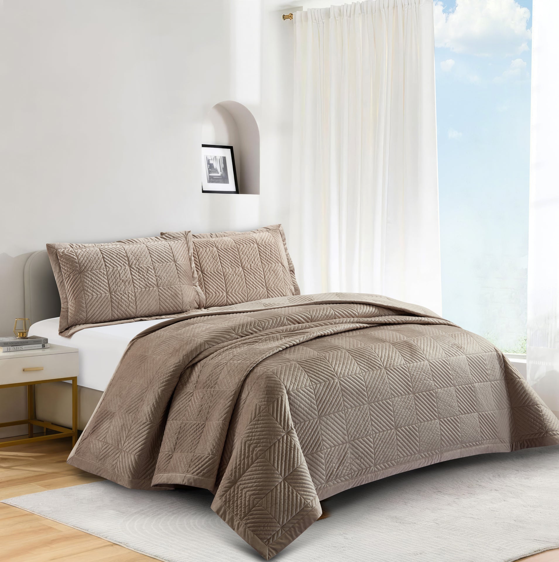 Palmira (Taupe) Bedspread-1