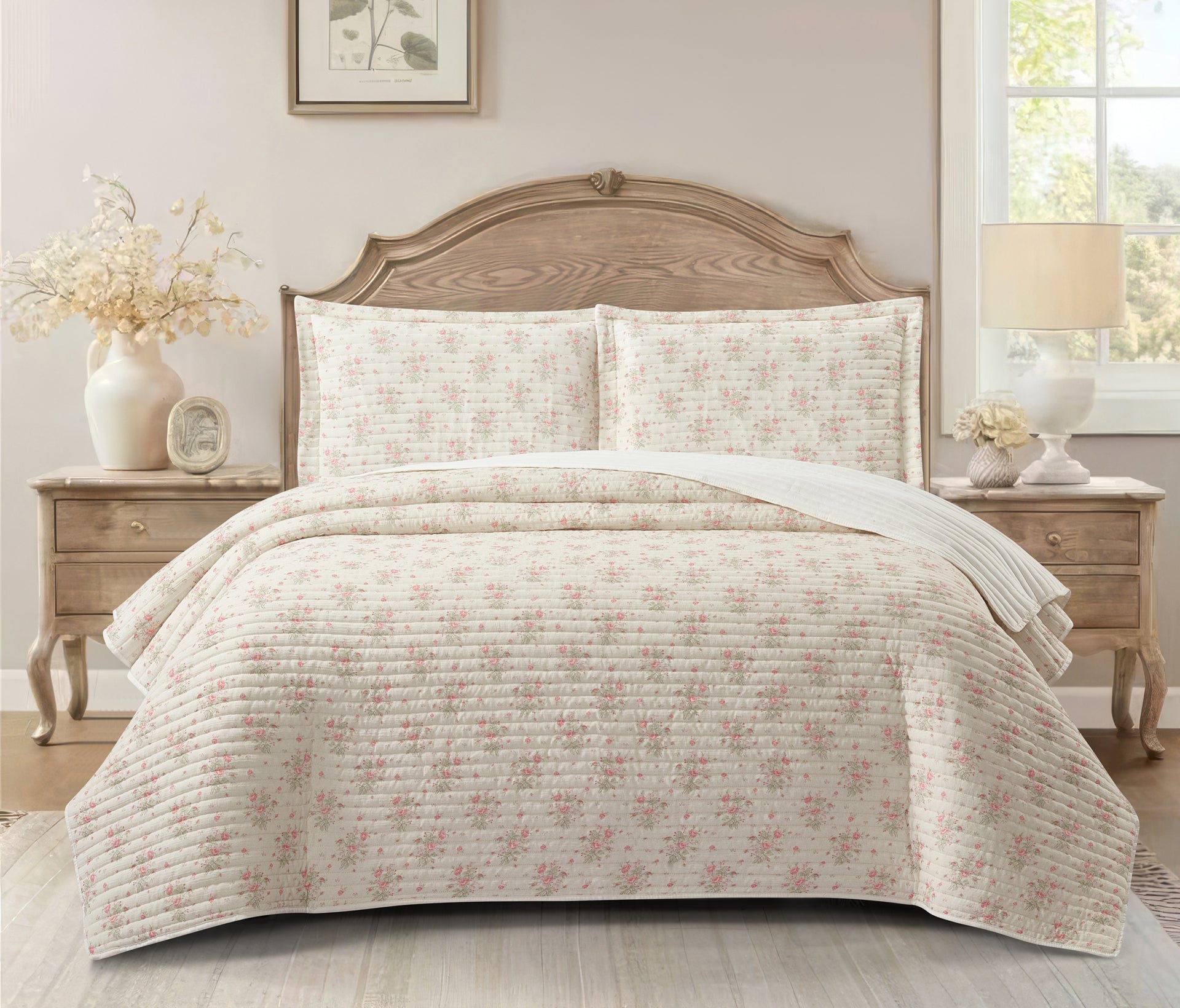 Roseto Multi (ivory/rose) Bedspread-0
