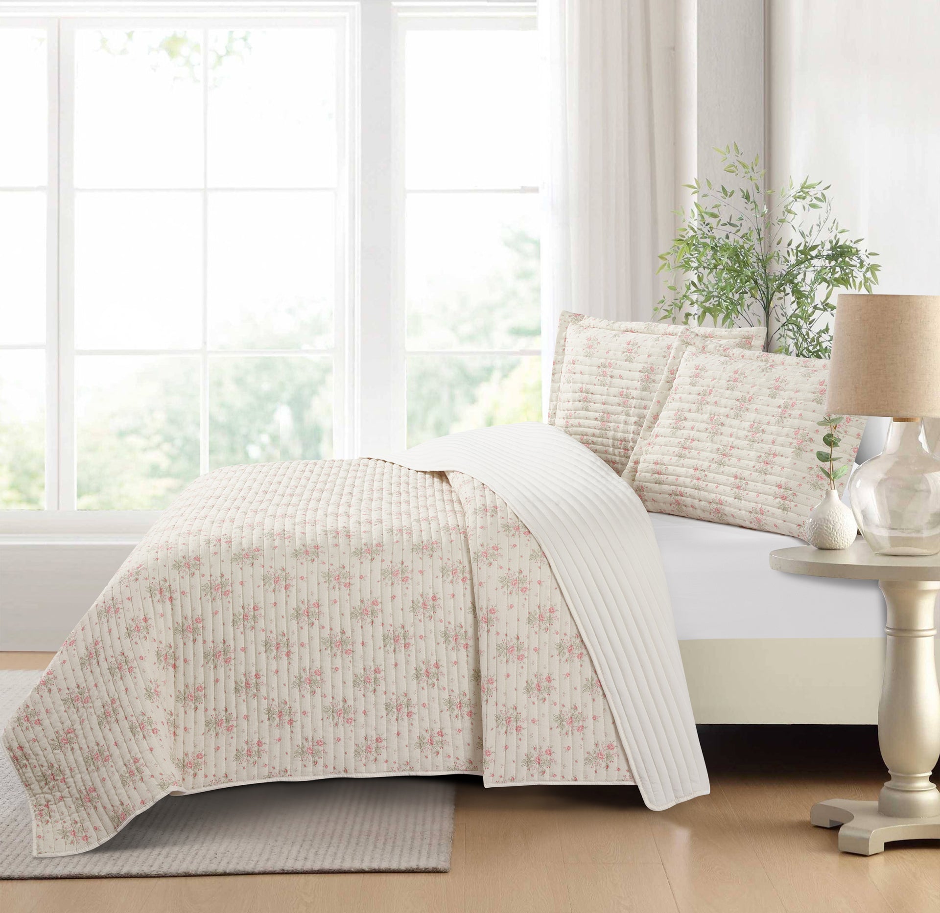 Roseto Multi (ivory/rose) Bedspread-1