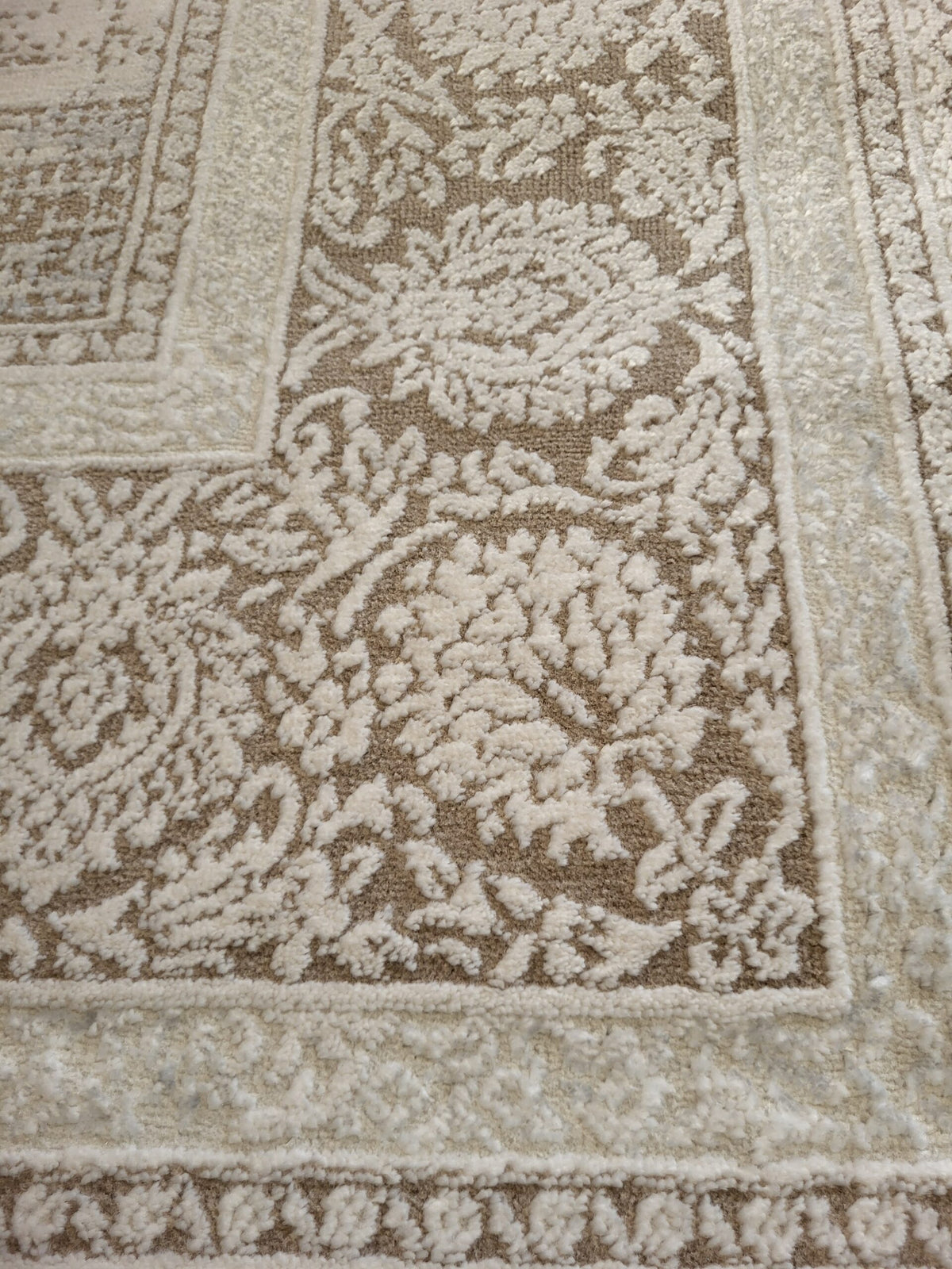 ΧΑΛΙ VELVET VINTAGE 9886/Βeige White - ΣΕΤ ΚΡΕΒΑΤΟΚΑΜΑΡΑΣ-1