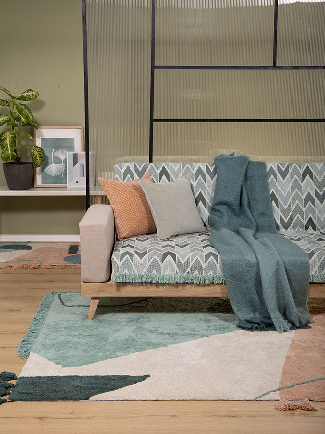 Chevron Green-Mint Thrower – Symmetry Living